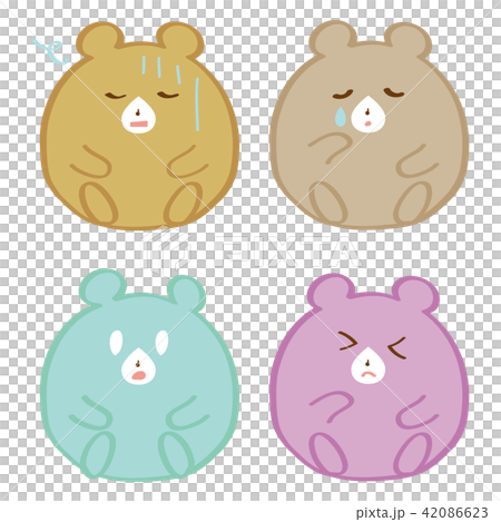 カラフルなまるいクマ　ネガティブな感情　複数 42086623