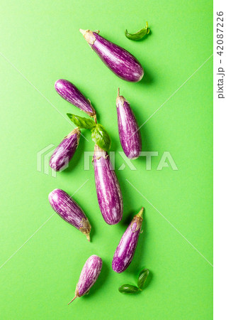 Heap of small eggplant or aubergine 42087226