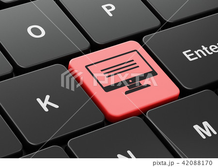 Web development concept: Monitor on computer keyboard background Web development concept: Monitor on computer keyboard background 42088170