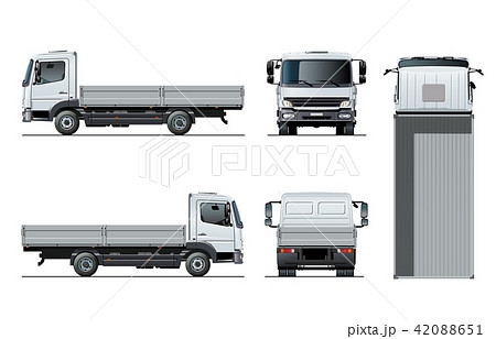 Vector Flatbed Truck Template Isolated On Whiteのイラスト素材 4651