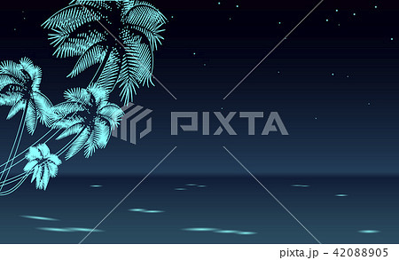 Seashore night promenade sea vacation. Romantic date wedding travel leisure sandy coast starry sky 42088905