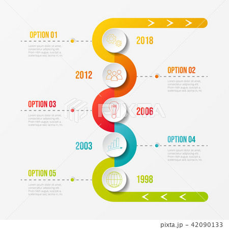 Colourful company timeline with icons. Vector. Colourful company timeline with icons. Vector. 42090133
