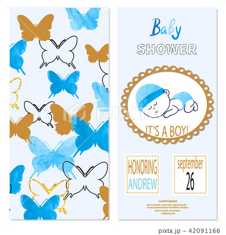 Baby shower boy card design with sleeping baby 42091166