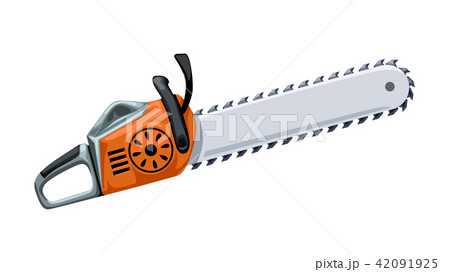 orange chainsaw on white 42091925