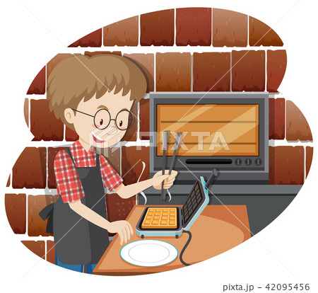 A Man Cooking Waffle 42095456