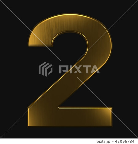 Number Two 2 Gold. 3D Render illustration 42096734