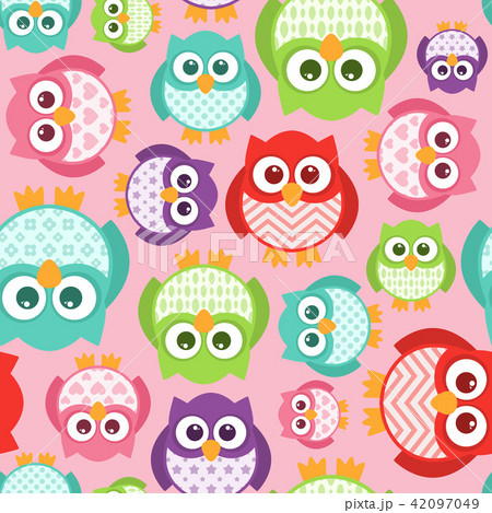 Cute Simple Patterned Owls, Night Speech Bubble 42097049