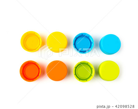 Plastic Bottle Caps In Different Colours. A Pile Of Plastic Bottle Covers.  Isolated On White Background. Stock Photo, Picture and Royalty Free Image.  Image 81597458.