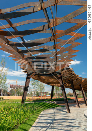 Tufeleva roscha architecture park in Moscow. Summer day at landscape park walk 42099442