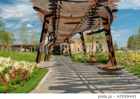 Tufeleva roscha architecture park in Moscow. Summer day at landscape park walk 42099443