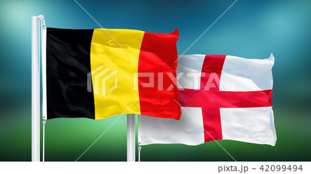 Belgium - England, 3rd place match of soccer World Cup, Russia 2018 National Flags Belgium - England, 3rd place match of soccer World Cup, Russia 2018 National Flags 42099494