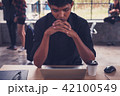 Stressed young black man student 42100549