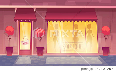 Vector closed cartoon boutique with illuminated shop-window Vector closed cartoon boutique with illuminated shop-window 42101267