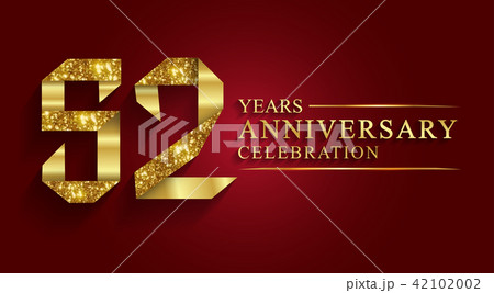52 years anniversary logo ribbon golden number. 52 years anniversary logo ribbon golden number. 42102002