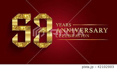 53 years anniversary logo ribbon golden number. 42102003
