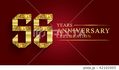55 years anniversary logo ribbon golden number. 42102005