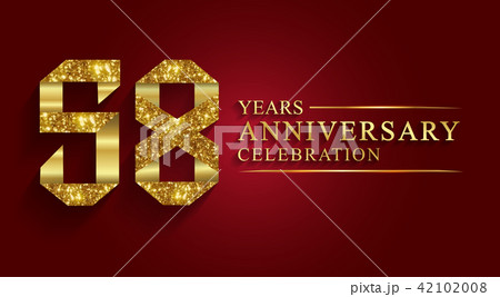 58 years anniversary logo ribbon golden number. 58 years anniversary logo ribbon golden number. 42102008