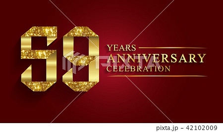 59 years anniversary logo ribbon golden number. 42102009
