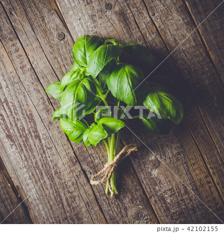 Fresh herbs from garden on an old table 42102155