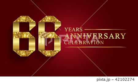 66 years anniversary logo ribbon golden number. 66 years anniversary logo ribbon golden number. 42102274