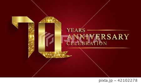70 years anniversary logo ribbon golden number. 70 years anniversary logo ribbon golden number. 42102278
