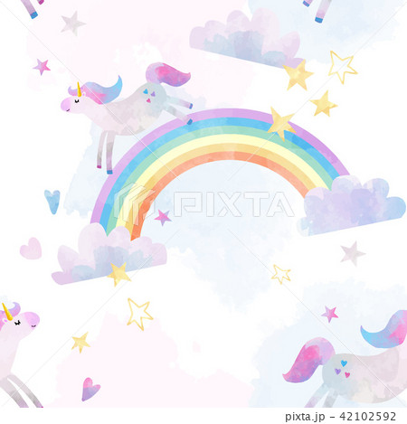 Watercolor unicorn vector pattern 42102592