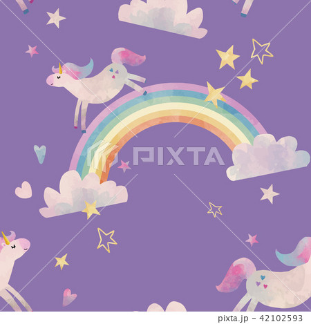 Watercolor unicorn vector pattern 42102593
