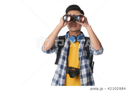 Man enjoying birdwatching Man enjoying birdwatching 42102984