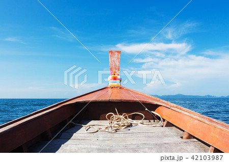 Wide angle shot of front of the long tail boat Wide angle shot of front of the long tail boat 42103987