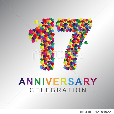 17 years anniversary paper hearts origami style. 42104622