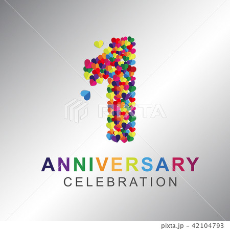 1 year anniversary paper hearts origami style. 42104793