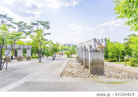 開成山公園、一本の水路 42104829