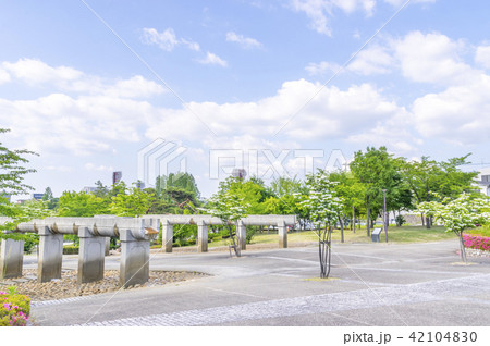 開成山公園、一本の水路 42104830