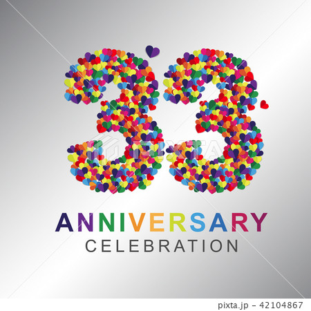 33 years anniversary paper hearts origami style. 33 years anniversary paper hearts origami style. 42104867