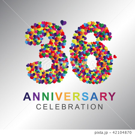 36 years anniversary paper hearts origami style. 42104870