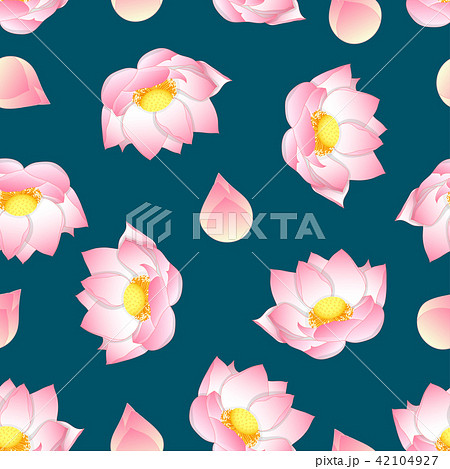 Pink Indian lotus on Green Teal Background 42104927
