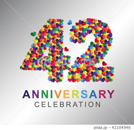42 years anniversary paper hearts origami style. 42104946