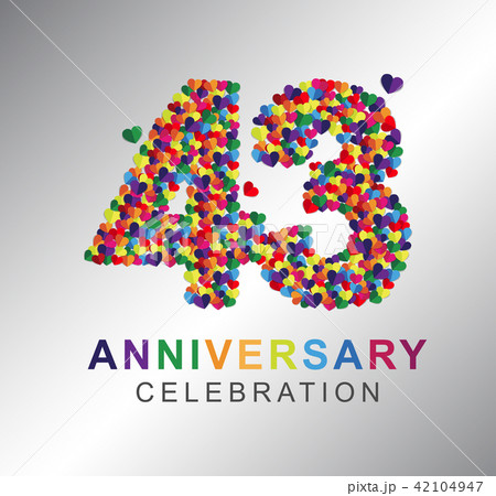 43 years anniversary paper hearts origami style. 42104947