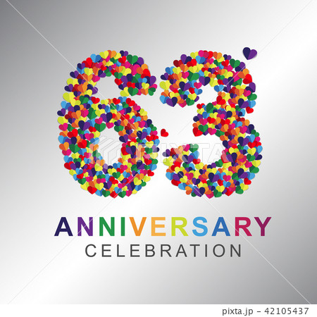 63 years anniversary paper hearts origami style. 42105437