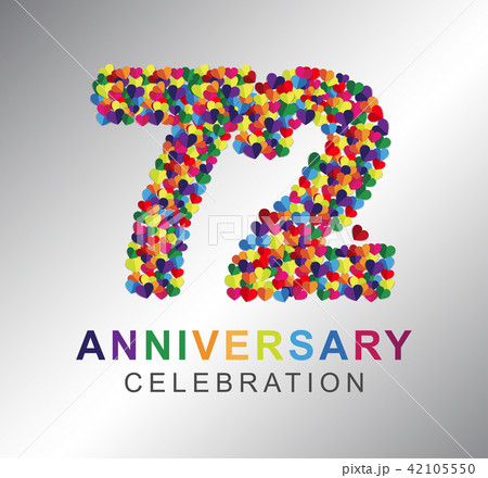 72 years anniversary paper hearts origami style. 72 years anniversary paper hearts origami style. 42105550