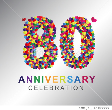 80 years anniversary paper hearts origami style. 42105555