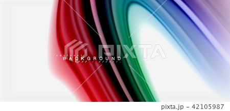 Rainbow fluid colors abstract background twisted liquid design, colorful marble or plastic wavy 42105987