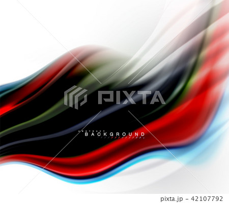 Fluid liquid mixing colors concept on light grey background, wave and swirl curve flow line, trendy Fluid liquid mixing colors concept on light grey background, wave and swirl curve flow line, trendy 42107792