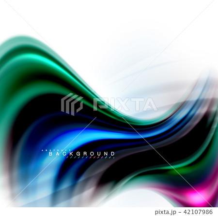 Fluid liquid mixing colors concept on light grey background, wave and swirl curve flow line, trendy 42107986