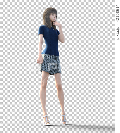 A beautiful long-haired young woman with legs perming3DC real illustration material A beautiful long-haired young woman with legs perming3DC real illustration material 42108614