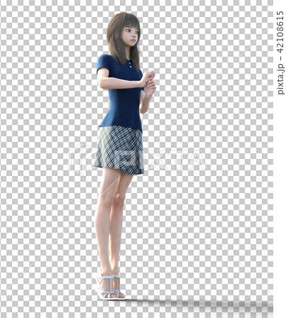 A beautiful long-haired young woman with legs perming3DC real illustration material A beautiful long-haired young woman with legs perming3DC real illustration material 42108615