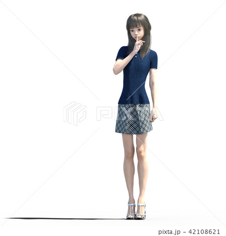 脚の綺麗なロングヘアの若い女性 Perming3dc リアルイラスト素材のイラスト素材
