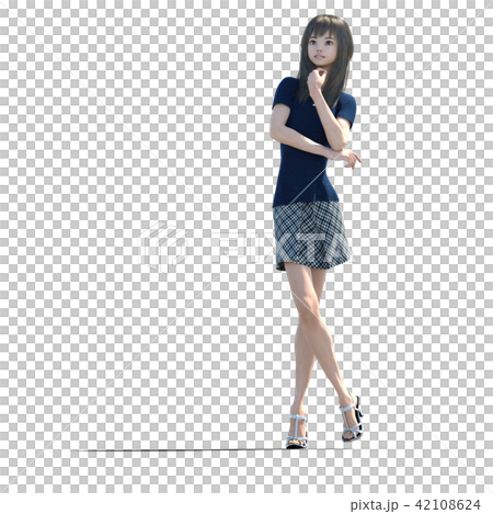 A beautiful long-haired young woman with legs perming3DC real illustration material A beautiful long-haired young woman with legs perming3DC real illustration material 42108624