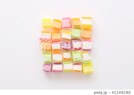 Colorful cube jelly candy in white background Colorful cube jelly candy in white background 42109280
