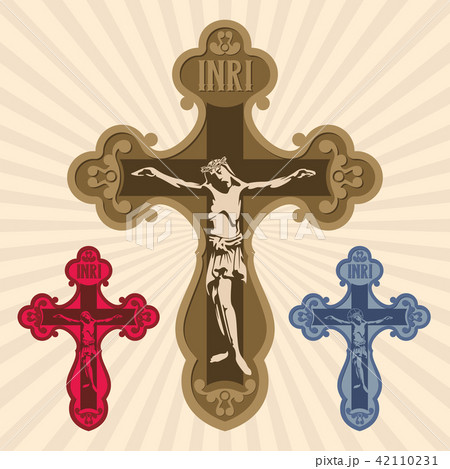The cross with the crucifixion of the Lord Jesus 42110231